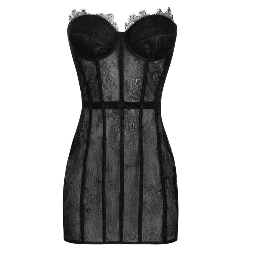 REVOLVE Black Lace Mini Dress